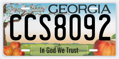GA license plate CCS8092