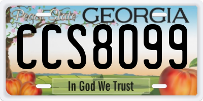 GA license plate CCS8099