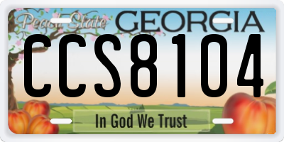 GA license plate CCS8104