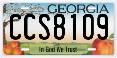 GA license plate CCS8109
