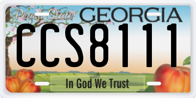 GA license plate CCS8111