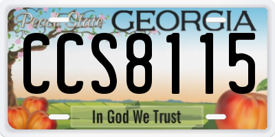 GA license plate CCS8115