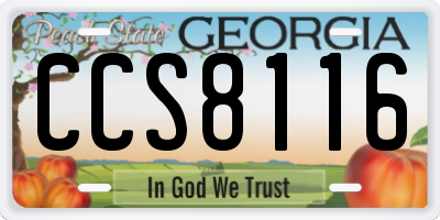 GA license plate CCS8116