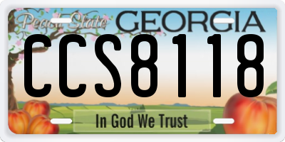 GA license plate CCS8118