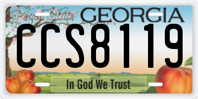 GA license plate CCS8119