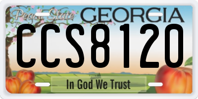 GA license plate CCS8120