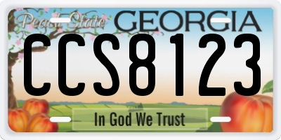 GA license plate CCS8123