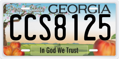 GA license plate CCS8125