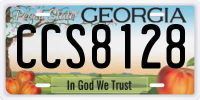 GA license plate CCS8128