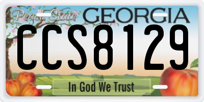 GA license plate CCS8129