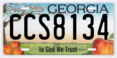 GA license plate CCS8134