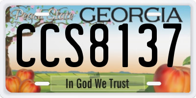 GA license plate CCS8137