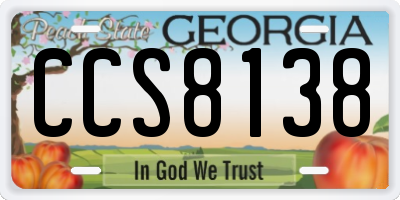 GA license plate CCS8138