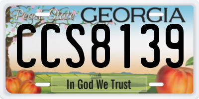 GA license plate CCS8139