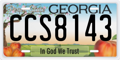 GA license plate CCS8143