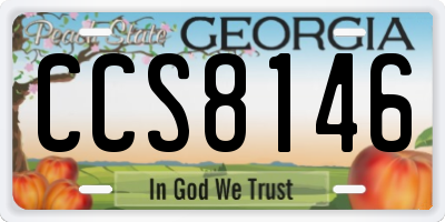 GA license plate CCS8146