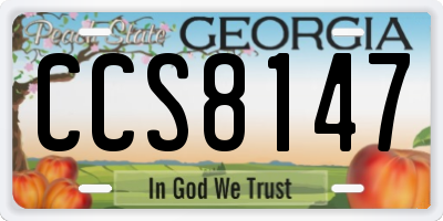 GA license plate CCS8147