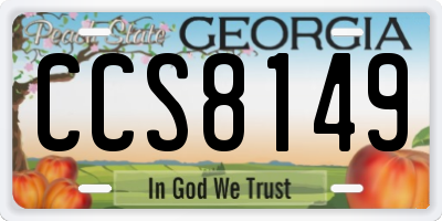 GA license plate CCS8149