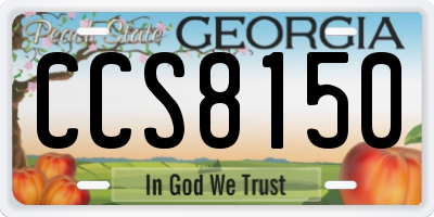 GA license plate CCS8150