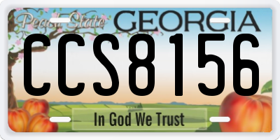 GA license plate CCS8156