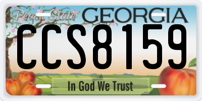 GA license plate CCS8159