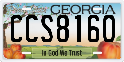 GA license plate CCS8160