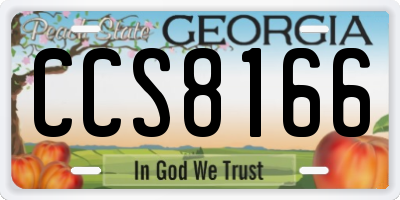 GA license plate CCS8166
