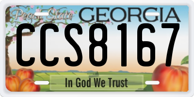 GA license plate CCS8167