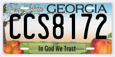 GA license plate CCS8172