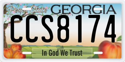 GA license plate CCS8174