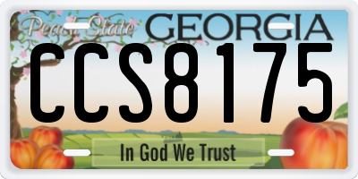 GA license plate CCS8175