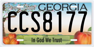 GA license plate CCS8177