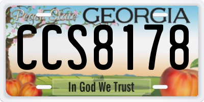 GA license plate CCS8178
