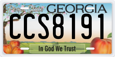 GA license plate CCS8191