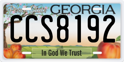 GA license plate CCS8192