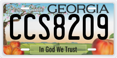 GA license plate CCS8209