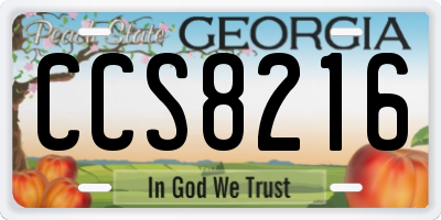 GA license plate CCS8216