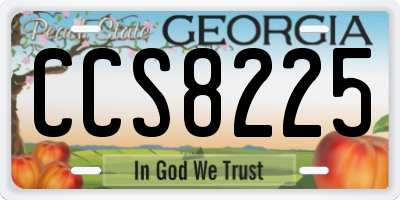 GA license plate CCS8225