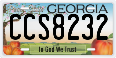 GA license plate CCS8232