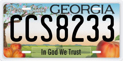 GA license plate CCS8233