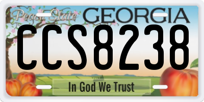 GA license plate CCS8238