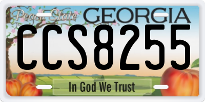 GA license plate CCS8255