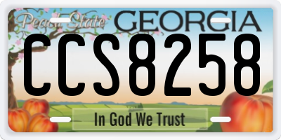 GA license plate CCS8258