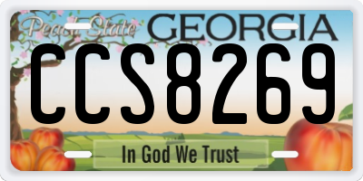GA license plate CCS8269