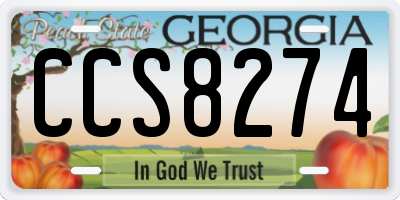 GA license plate CCS8274