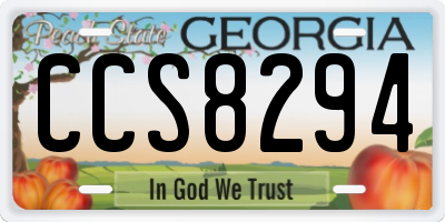 GA license plate CCS8294