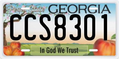 GA license plate CCS8301