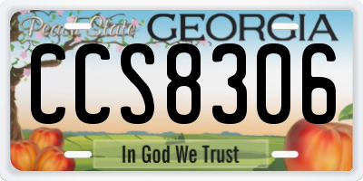 GA license plate CCS8306
