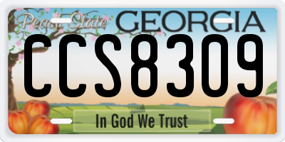 GA license plate CCS8309