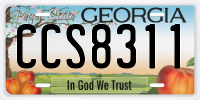 GA license plate CCS8311